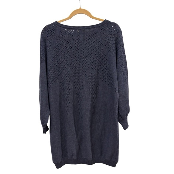 MICAELA GREG Knitted Notched Hem Long Sweater With Front Pockets, Wool, Size S/M - Picture 2 of 7